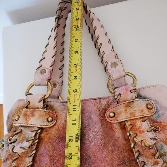 Kooba Mini Purse Handbag painted dyed Gold pink orange yellow red blue rainbow - Picture 11 of 13